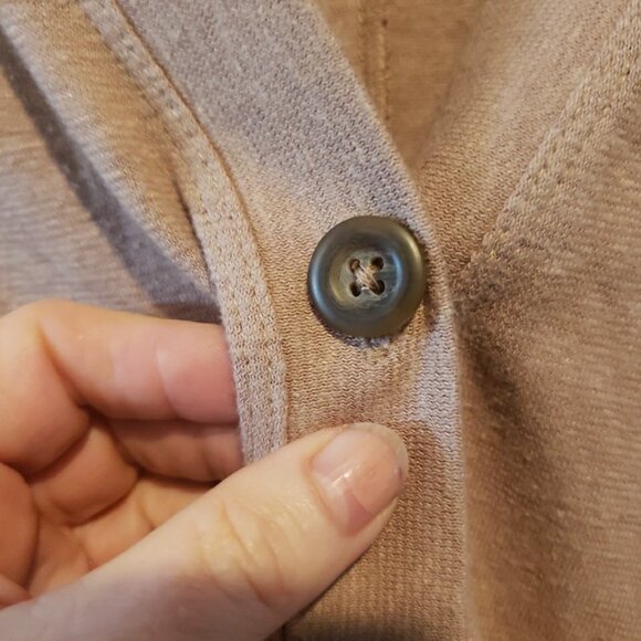 Pure Jill Duster Cardigan 3/4 Sleeve Button Pocket Hemp Organic Cotton Brown M - Picture 5 of 9